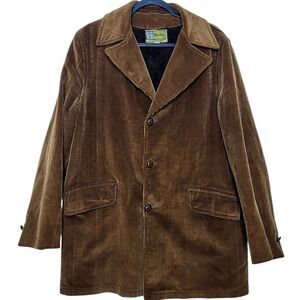 Vintage 60s Derby of San Francisco Sherpa Lined Corduroy Jacket Overcoat Size 42